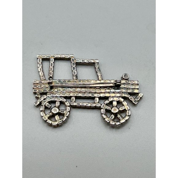 Rhinestones Car Pin Brooch Vintage Quality Pin with Clear Prong Set Stones - Picture 5 of 6